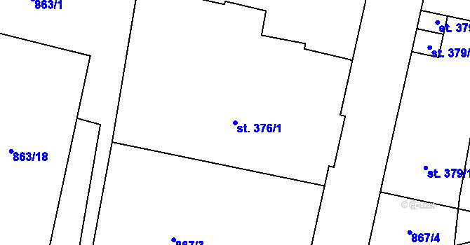 Parcela st. 376/1 v KÚ Libochovice, Katastrální mapa