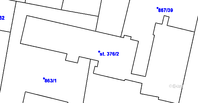 Parcela st. 376/2 v KÚ Libochovice, Katastrální mapa