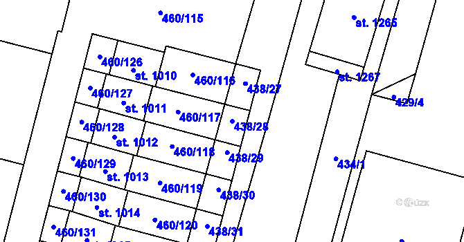 Parcela st. 438/28 v KÚ Libochovice, Katastrální mapa