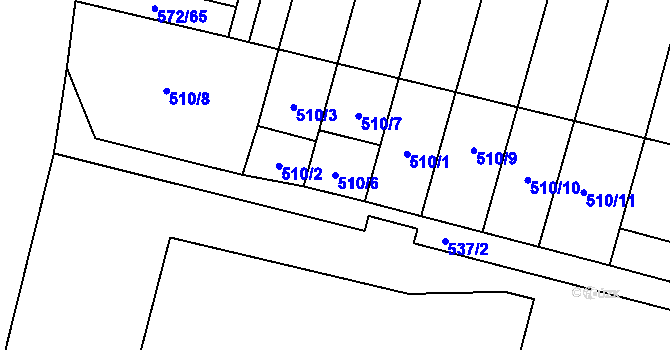 Parcela st. 510/6 v KÚ Libochovice, Katastrální mapa
