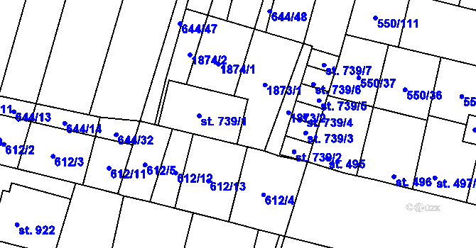 Parcela st. 739/9 v KÚ Libochovice, Katastrální mapa