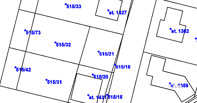 Parcela st. 515/21 v KÚ Libochovice, Katastrální mapa
