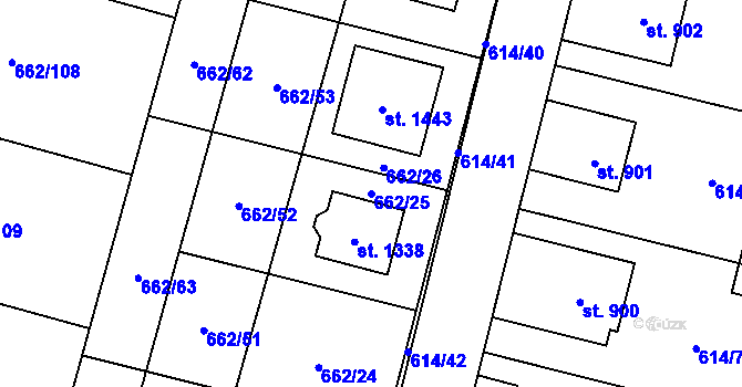 Parcela st. 662/25 v KÚ Libochovice, Katastrální mapa