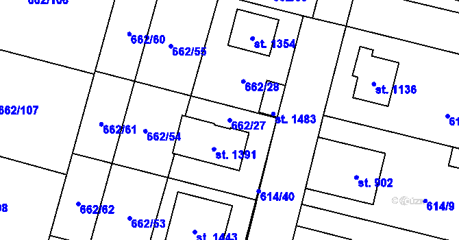 Parcela st. 662/27 v KÚ Libochovice, Katastrální mapa