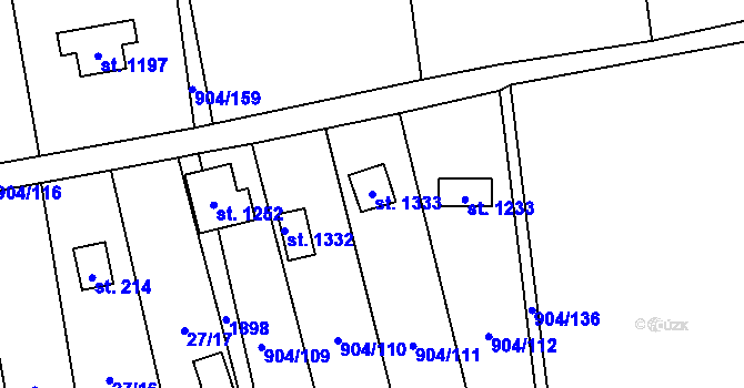 Parcela st. 1333 v KÚ Libochovice, Katastrální mapa