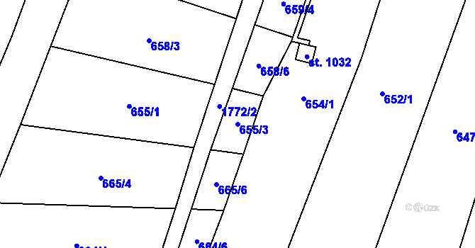Parcela st. 655/3 v KÚ Libochovice, Katastrální mapa