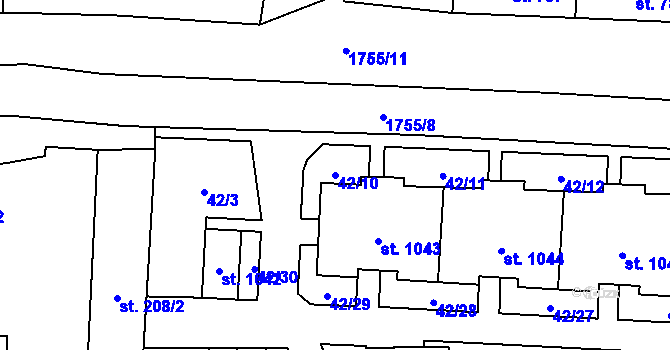Parcela st. 42/10 v KÚ Libochovice, Katastrální mapa
