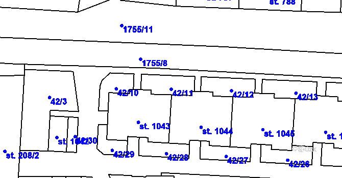 Parcela st. 42/11 v KÚ Libochovice, Katastrální mapa