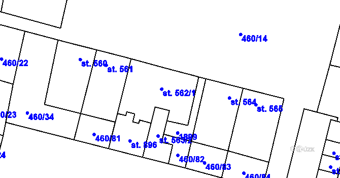 Parcela st. 563/1 v KÚ Libochovice, Katastrální mapa