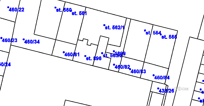 Parcela st. 563/2 v KÚ Libochovice, Katastrální mapa