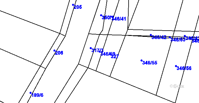 Parcela st. 346/59 v KÚ Libochovice, Katastrální mapa