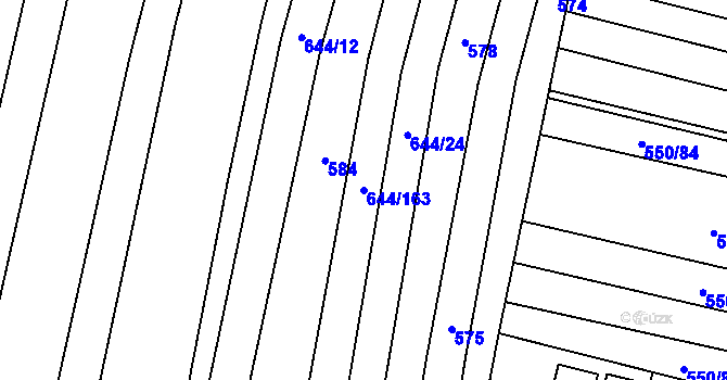 Parcela st. 644/163 v KÚ Libochovice, Katastrální mapa