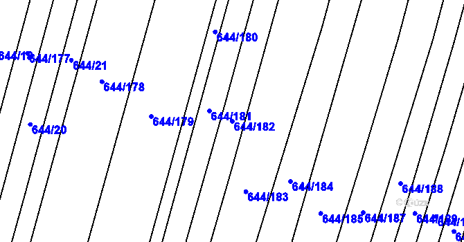 Parcela st. 644/182 v KÚ Libochovice, Katastrální mapa
