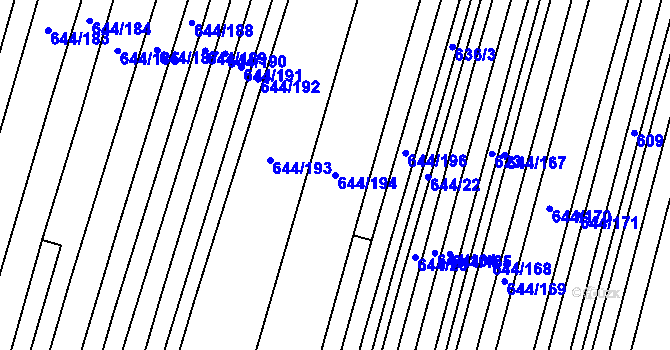 Parcela st. 644/194 v KÚ Libochovice, Katastrální mapa