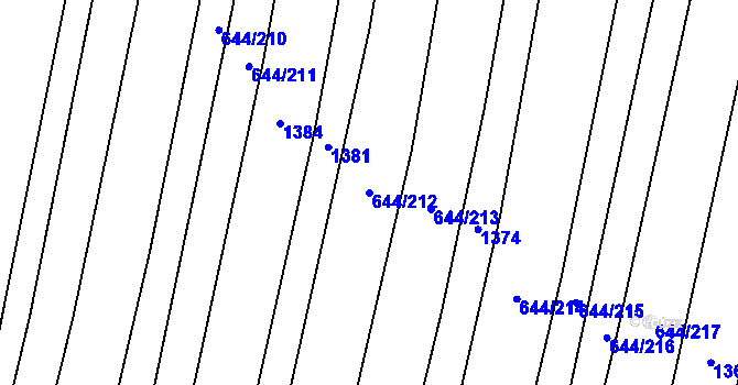 Parcela st. 644/212 v KÚ Libochovice, Katastrální mapa