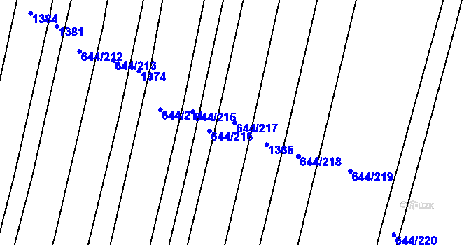 Parcela st. 644/217 v KÚ Libochovice, Katastrální mapa