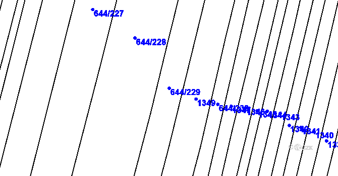 Parcela st. 644/229 v KÚ Libochovice, Katastrální mapa