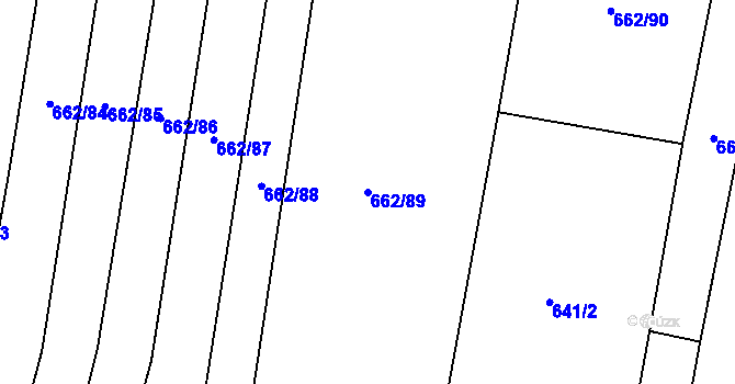 Parcela st. 662/89 v KÚ Libochovice, Katastrální mapa