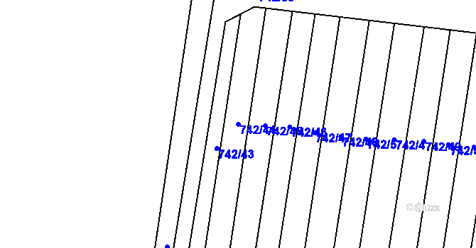 Parcela st. 742/44 v KÚ Libochovice, Katastrální mapa