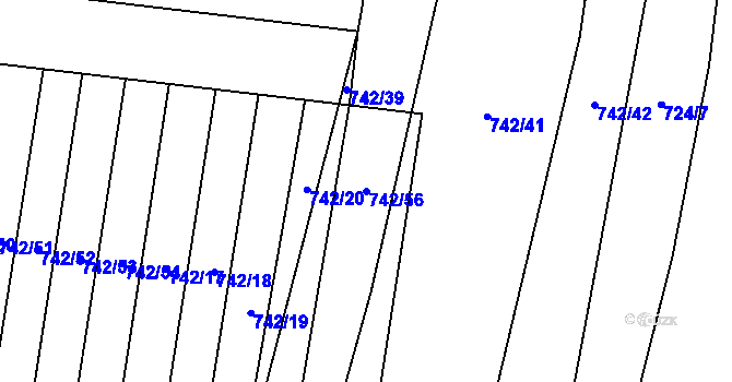 Parcela st. 742/56 v KÚ Libochovice, Katastrální mapa
