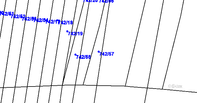 Parcela st. 742/57 v KÚ Libochovice, Katastrální mapa
