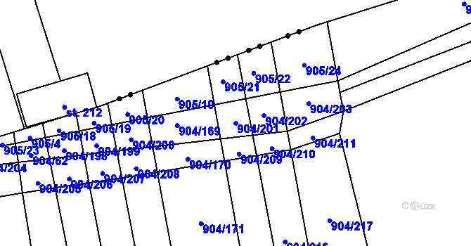 Parcela st. 904/201 v KÚ Libochovice, Katastrální mapa