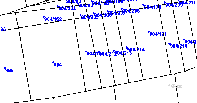 Parcela st. 904/212 v KÚ Libochovice, Katastrální mapa