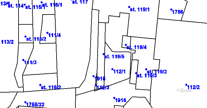 Parcela st. 119/5 v KÚ Libochovice, Katastrální mapa
