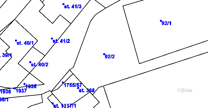 Parcela st. 92/2 v KÚ Libochovice, Katastrální mapa