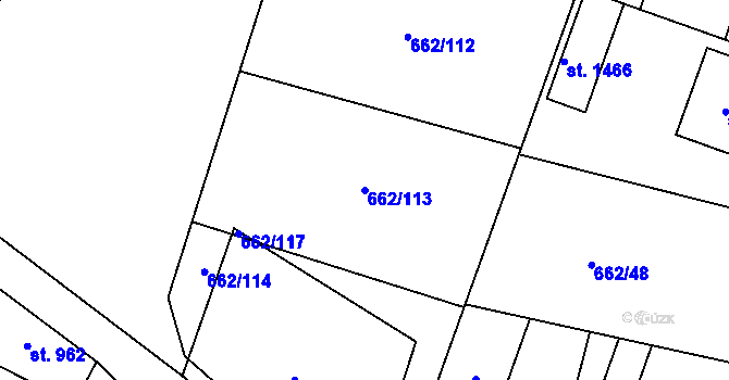 Parcela st. 662/113 v KÚ Libochovice, Katastrální mapa