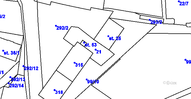 Parcela st. 21 v KÚ Libochovičky, Katastrální mapa