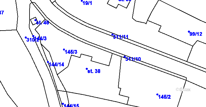 Parcela st. 145/5 v KÚ Libochovičky, Katastrální mapa