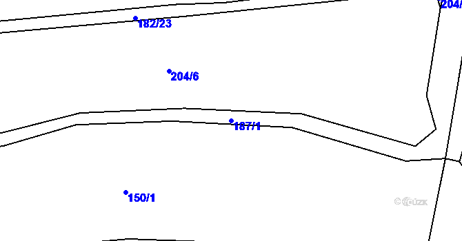 Parcela st. 187/1 v KÚ Libochovičky, Katastrální mapa
