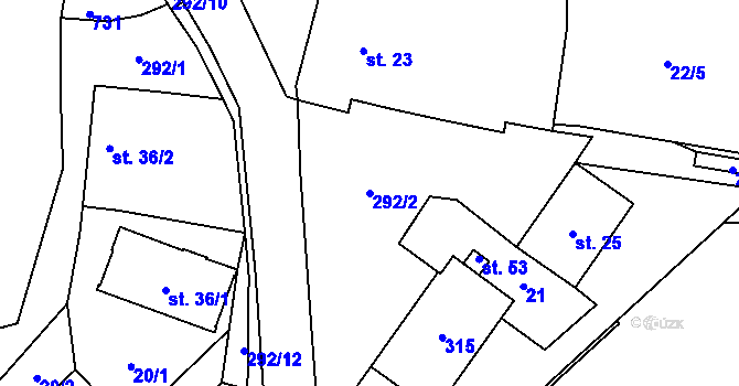Parcela st. 292/2 v KÚ Libochovičky, Katastrální mapa