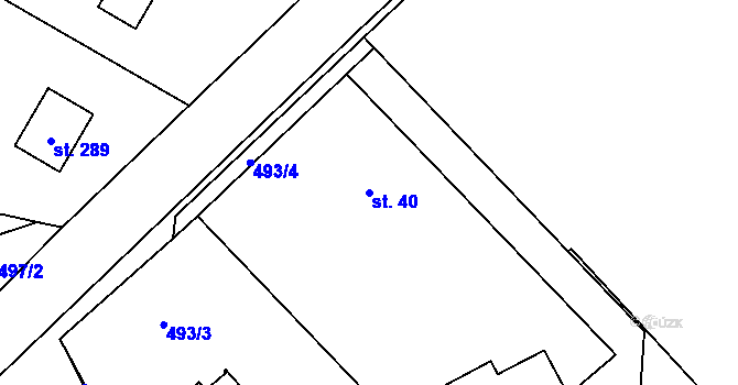 Parcela st. 40 v KÚ Křižanovice, Katastrální mapa