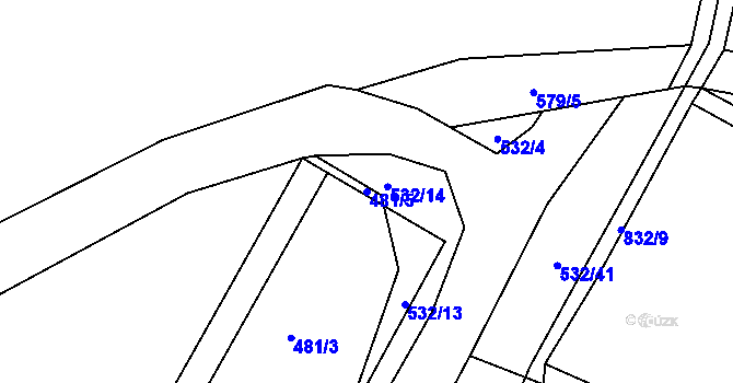 Parcela st. 481/5 v KÚ Křižanovice, Katastrální mapa