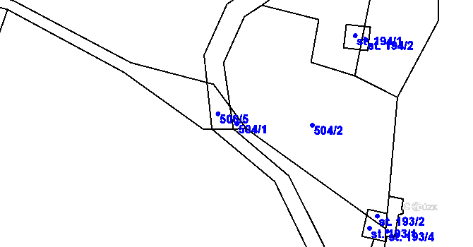 Parcela st. 504/1 v KÚ Křižanovice, Katastrální mapa