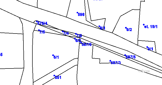 Parcela st. 587/6 v KÚ Křižanovice, Katastrální mapa