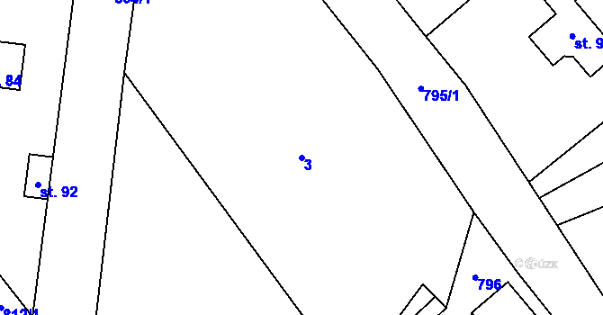 Parcela st. 3 v KÚ Liboměřice, Katastrální mapa