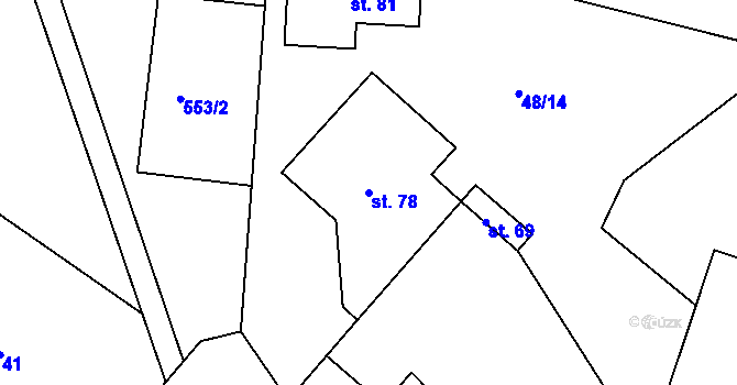 Parcela st. 78 v KÚ Liboměřice, Katastrální mapa
