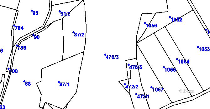 Parcela st. 476/3 v KÚ Liboměřice, Katastrální mapa