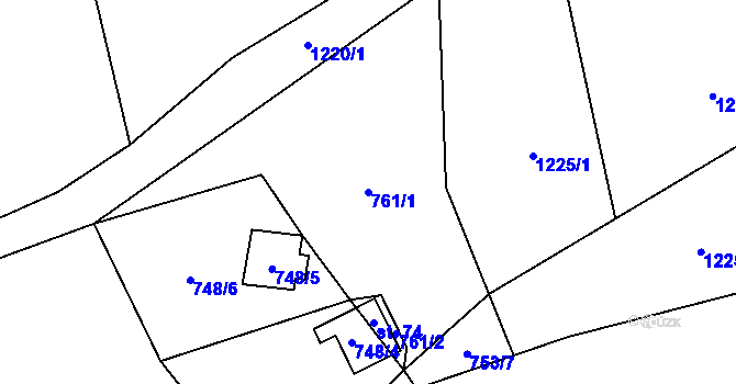 Parcela st. 761/1 v KÚ Liboměřice, Katastrální mapa