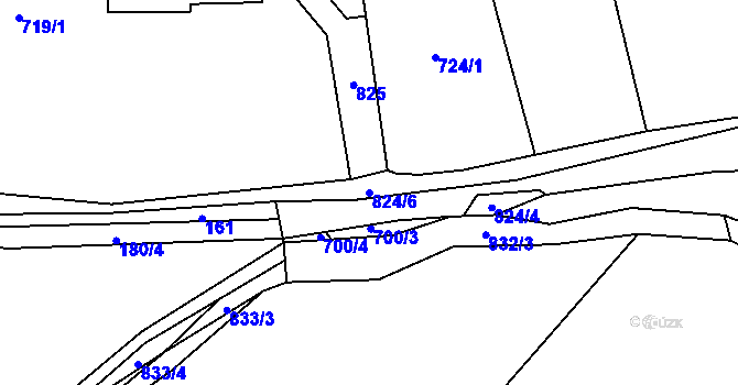 Parcela st. 824/6 v KÚ Liboměřice, Katastrální mapa