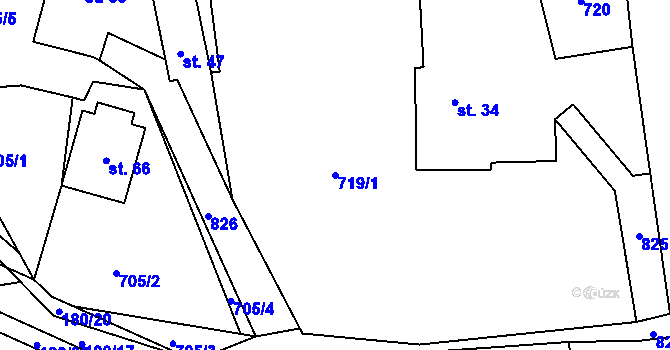 Parcela st. 719/1 v KÚ Liboměřice, Katastrální mapa