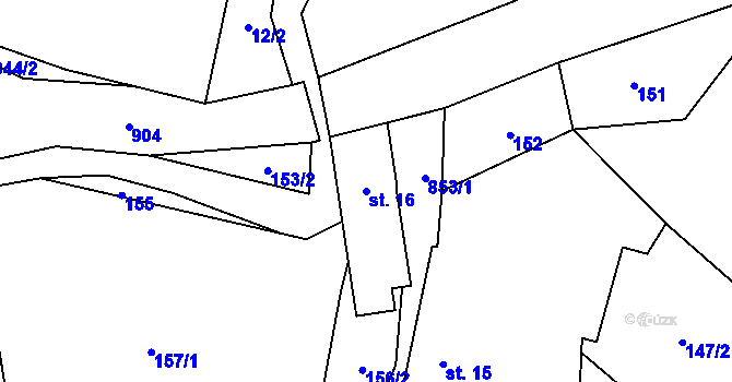 Parcela st. 16 v KÚ Licibořice, Katastrální mapa