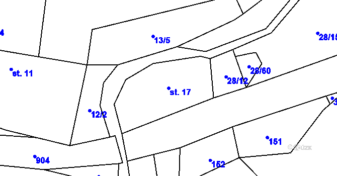 Parcela st. 17 v KÚ Licibořice, Katastrální mapa