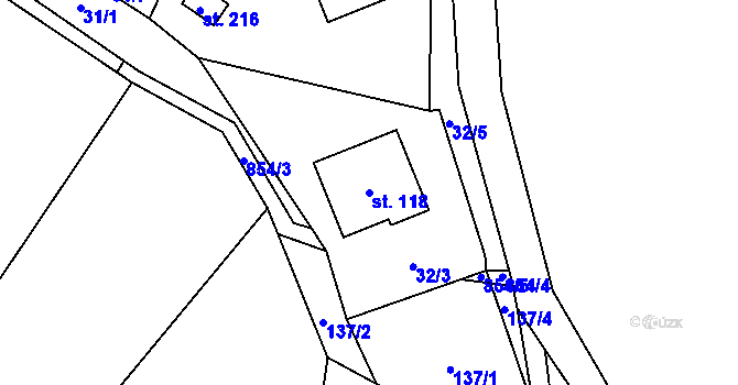 Parcela st. 118 v KÚ Licibořice, Katastrální mapa