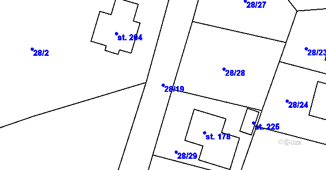 Parcela st. 28/19 v KÚ Licibořice, Katastrální mapa