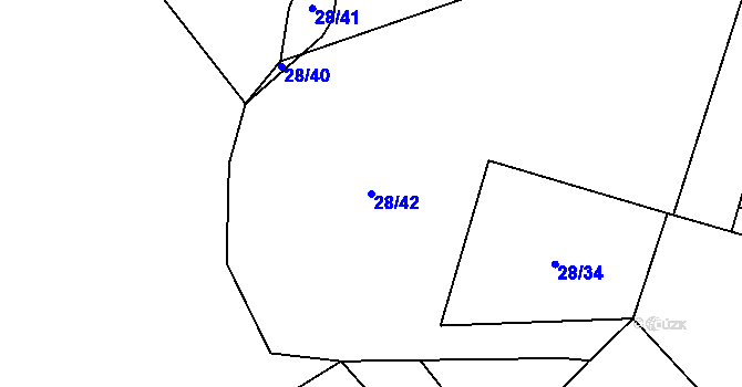 Parcela st. 28/42 v KÚ Licibořice, Katastrální mapa