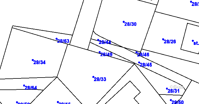 Parcela st. 28/49 v KÚ Licibořice, Katastrální mapa
